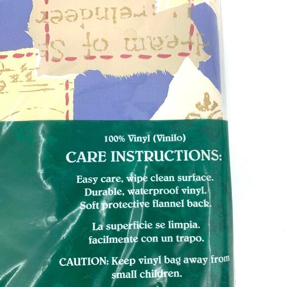 VTG NOS Trim A Home Christmas Vinyl Flannel Backed Table Cover Oblong 52”x70” - Picture 4 of 8